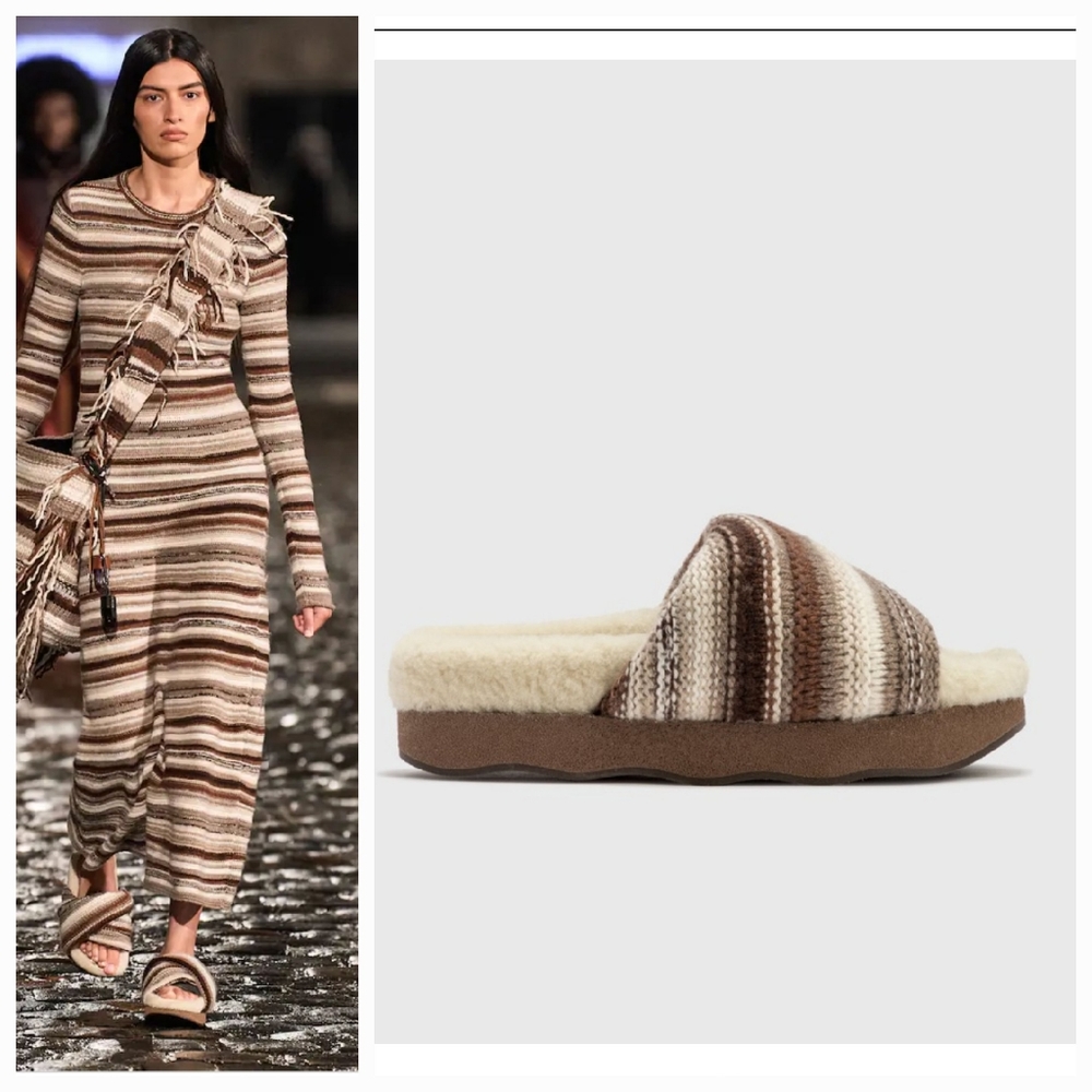 Chloé Wavy Shearling Slides
